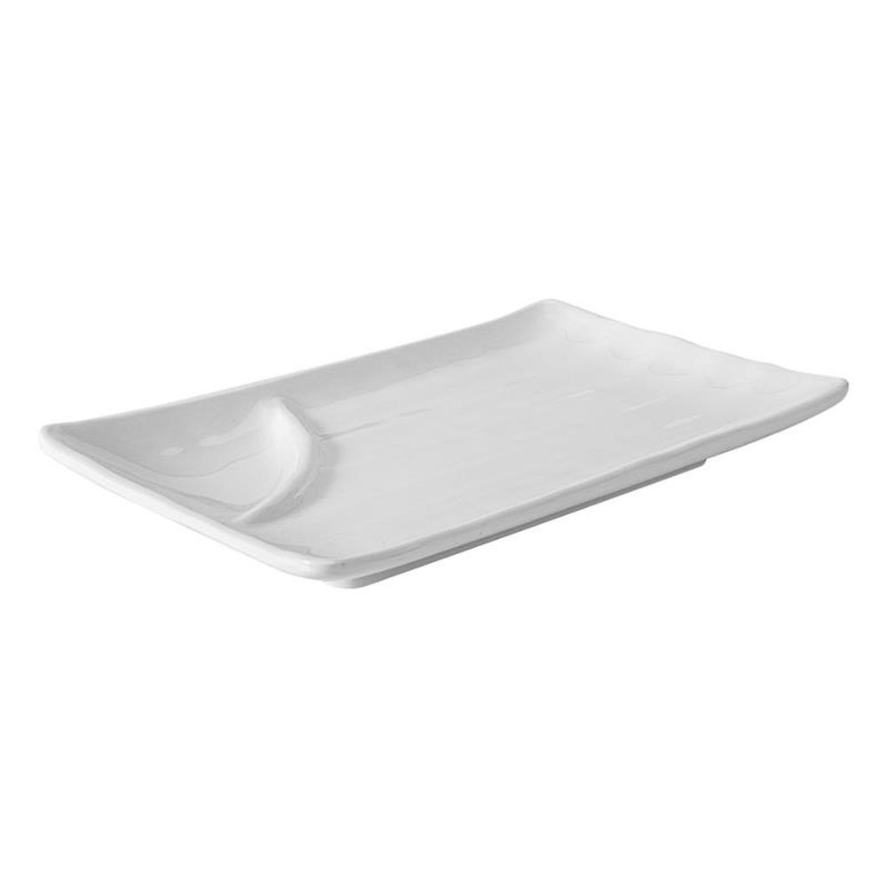 Prato Sushi-Sashimi Retangular com Porta Molho 25X16Cm Melamina Profissional - Gourmet Mix