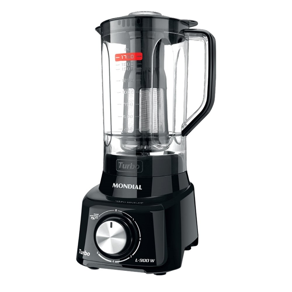 Liquidificador Mondial L-900 com Filtro - Copo de Acrílico, 5 Velocidades + Pulsar, 900W, Preto, 220V