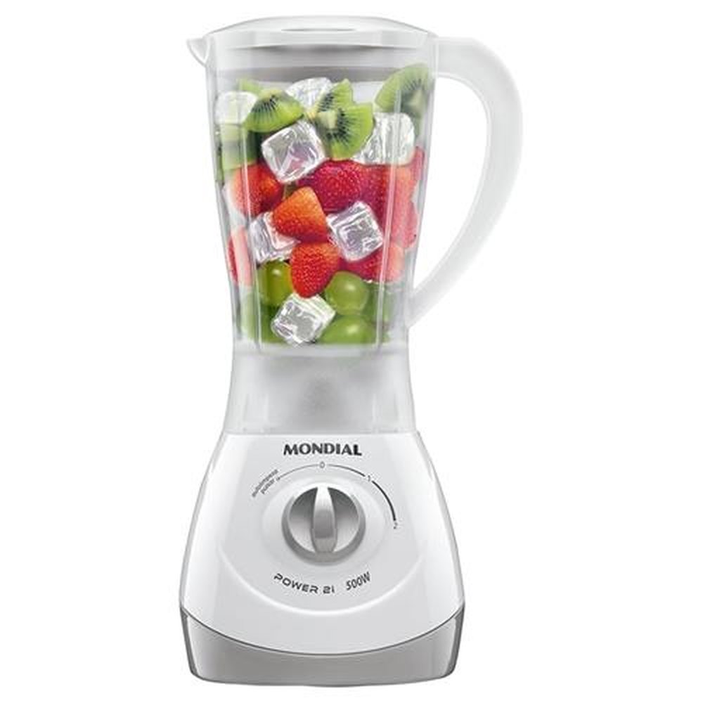 Liquidificador Mondial NL-26 Power, Copo de Plástico, 2 Velocidades + Pulsar, 500W, Branco, 220V