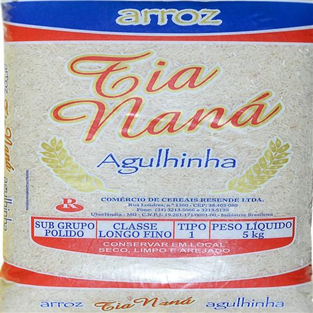 Arroz Tia Naná Agulhinha Tipo 1 - 1 kg Embalagem Contém 30 Pacotes