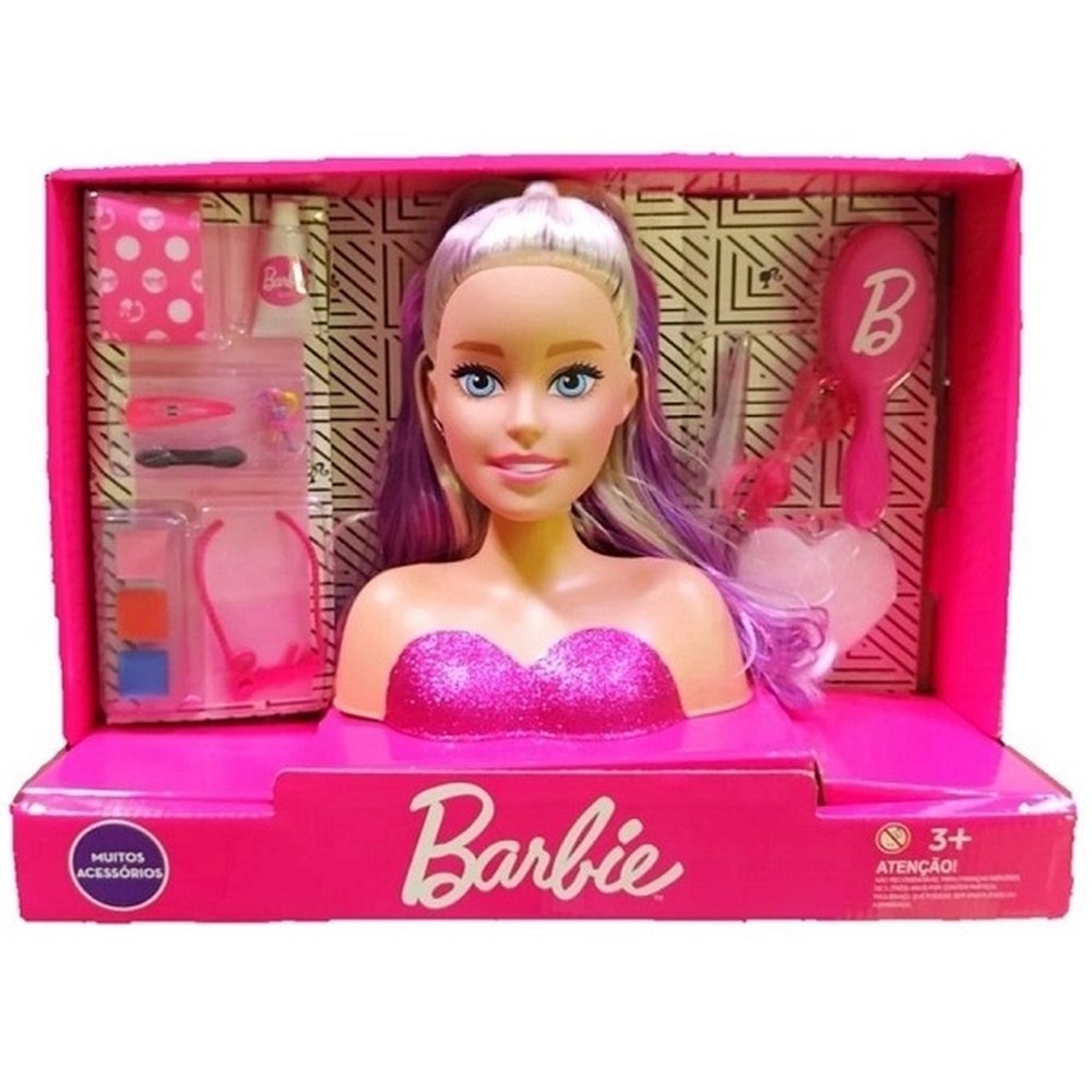 Boneca Barbie Busto Maquiagem e Cabelo Pupee 1265