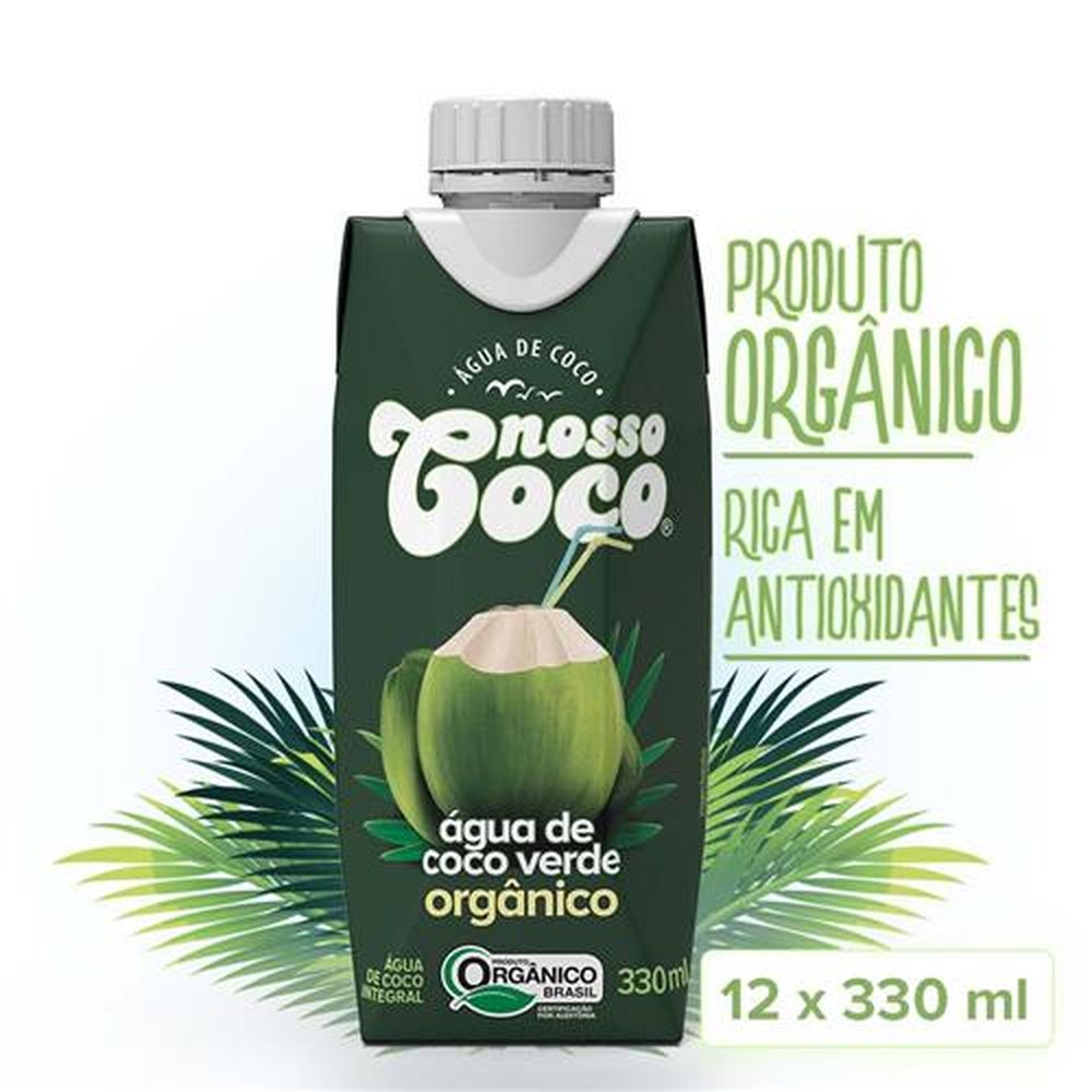 Agua de Coco Nosso Coco - Organico 330ml - Caixa com 12 unidades