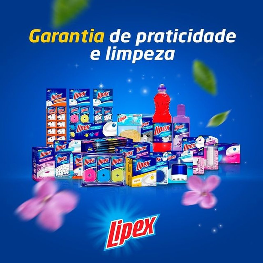 Bloco Sanitário LIPEX Promocional - Suporte + 3 blocos - Fragrâncias Marine, Floral, Fresh - 35g