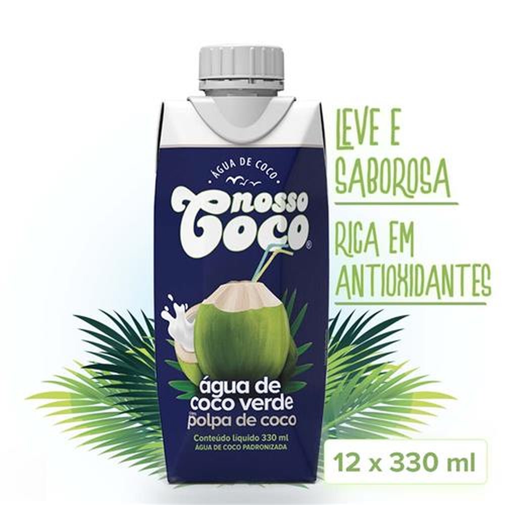 Agua de Coco Nosso Coco + Polpa de Coco 330ml - Caixa com 12 unidades
