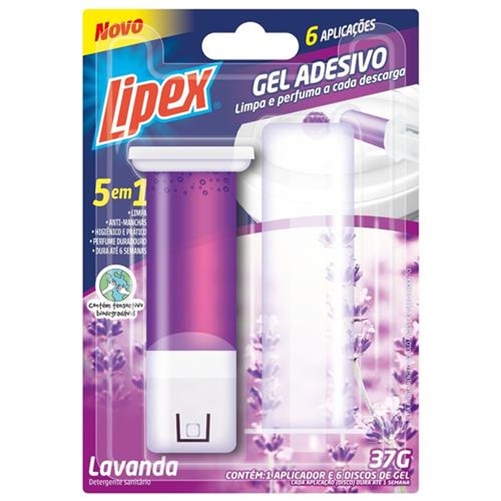 Gel Adesivo LIPEX - Aplicador + Refil com 06 Aplicações - Fragrância Lavanda - 37gr