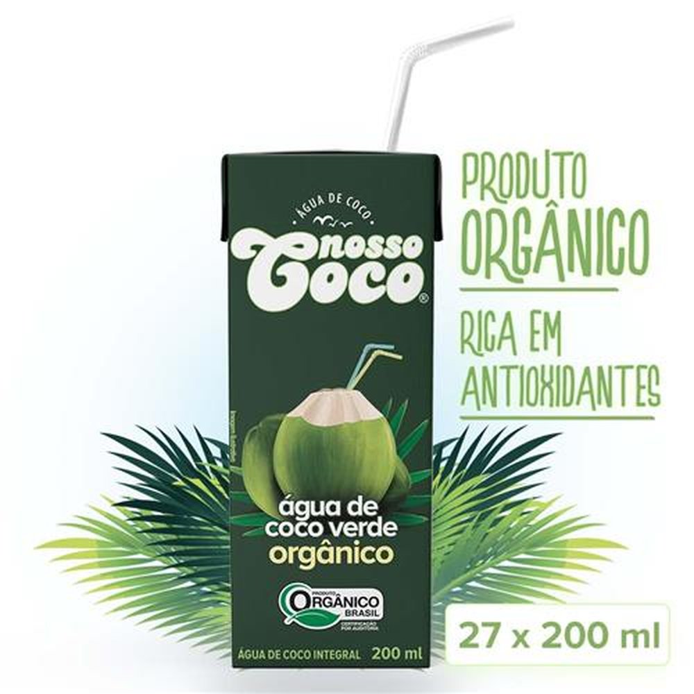 Agua de Coco Nosso Coco - Organico 200ml - Caixa com 27 unidades