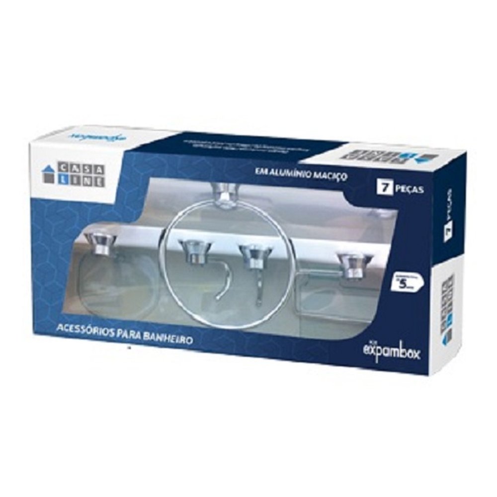Kit 7 Peças de Acessórios para Banheiro em Alumínio Maciço e Acrílico Verde, com Porta Shampoo.
