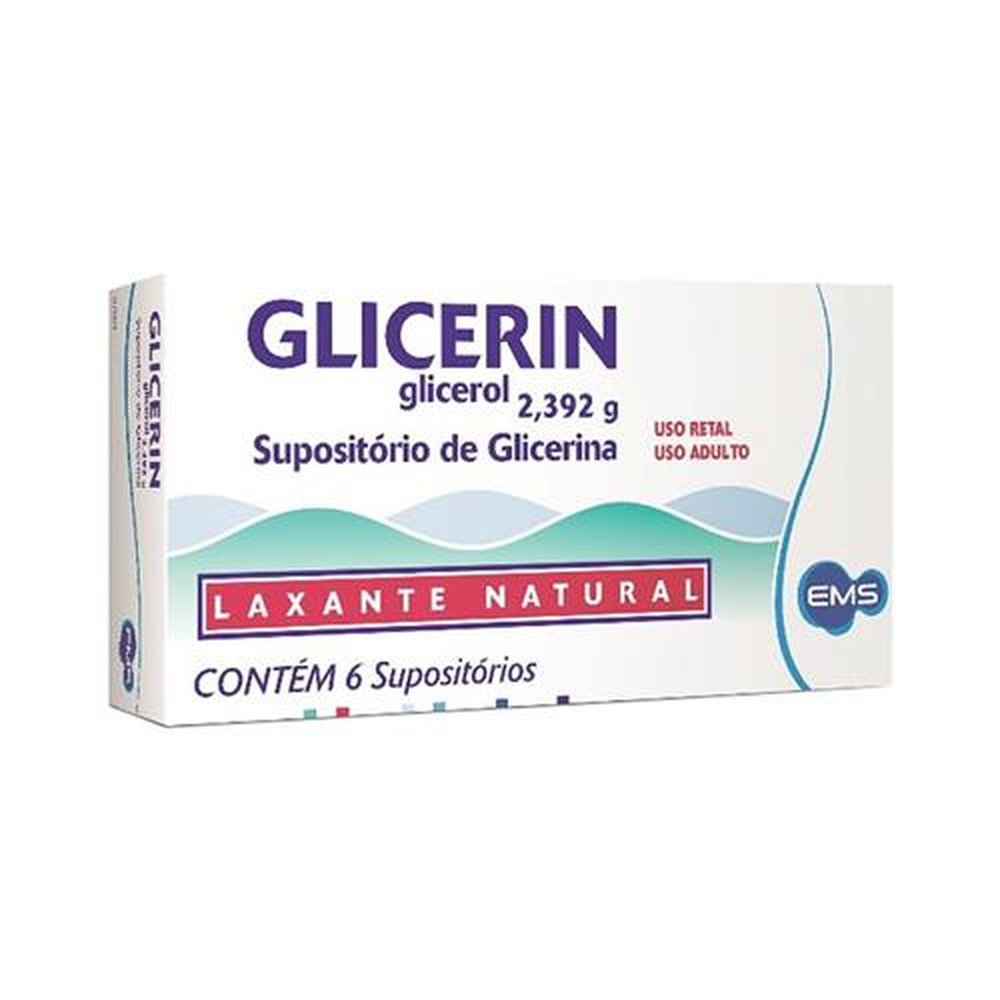 Glicerin 2,392g, caixa com 6 supositórios