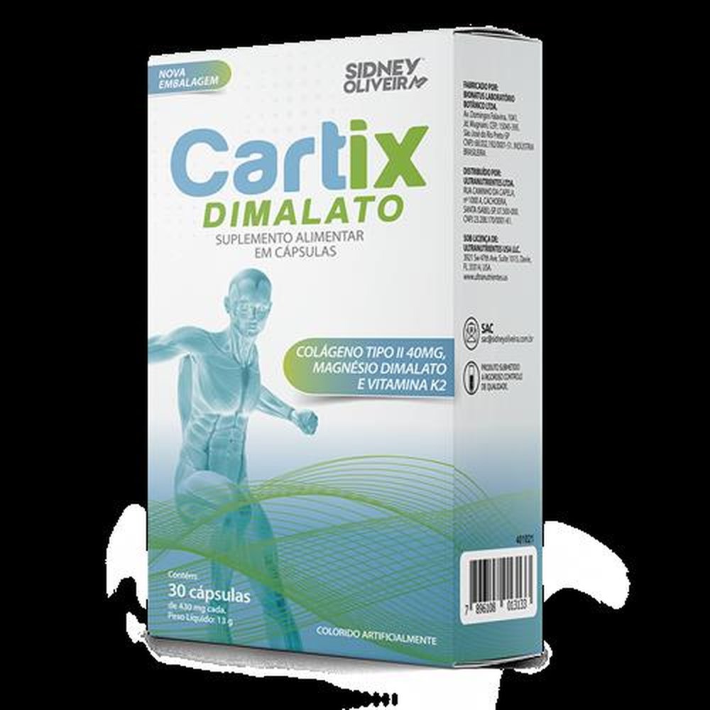Colágeno Tipo Ii + Magnésio Dimalato + Vitamina K2 Cartix Dimalato 30 Cápsulas Sidney Oliveira