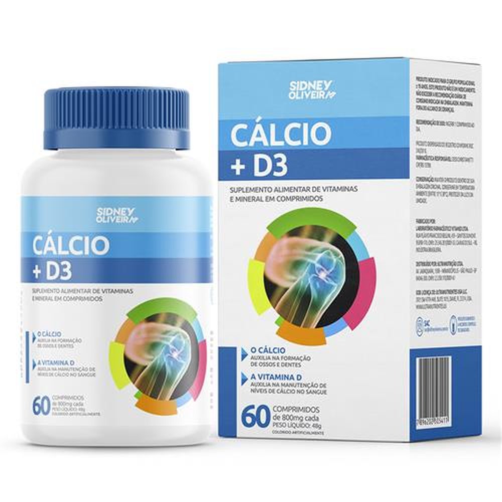 Cálcio 250Mg + Vitamina D3 200Ui 60 Comprimidos Sidney Oliveira