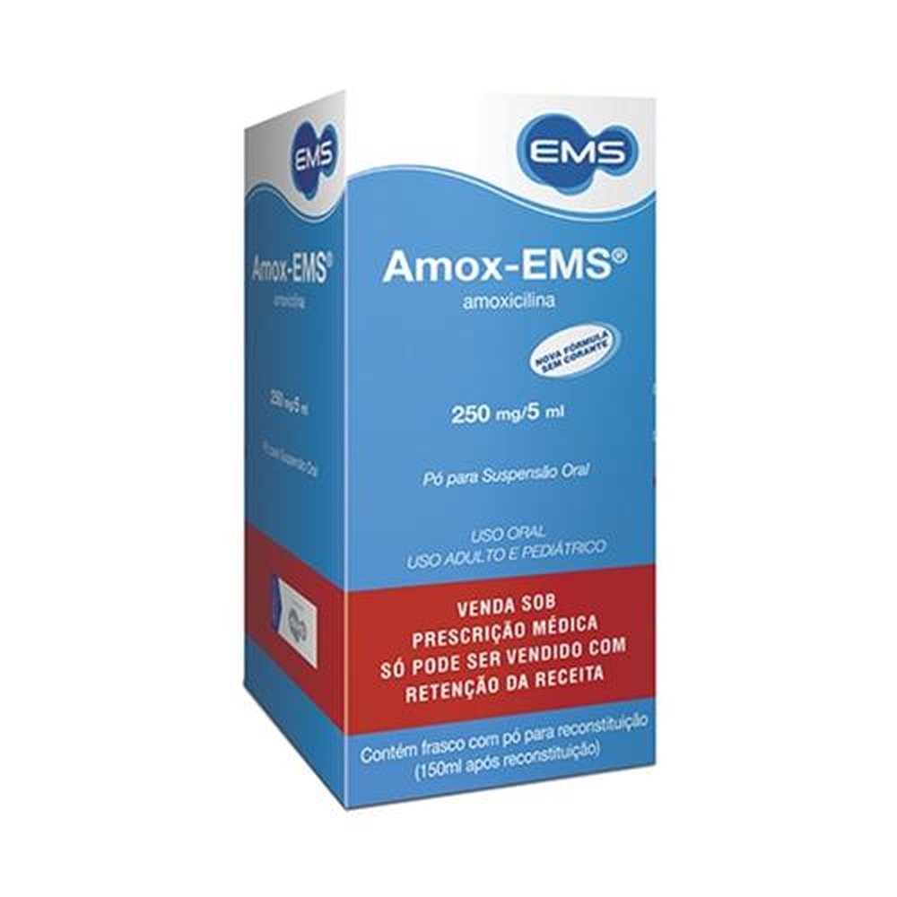 Amoxicilina-ems 250 mg / 5 ml suspensão oral 150 ml