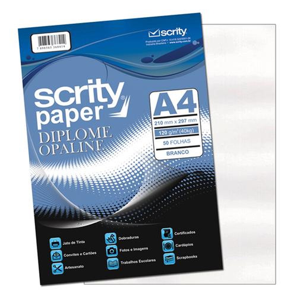 Papel A4 Scrity Diplome Branco 120Gr 210X297 30 Pacotes Com 50 Folhas