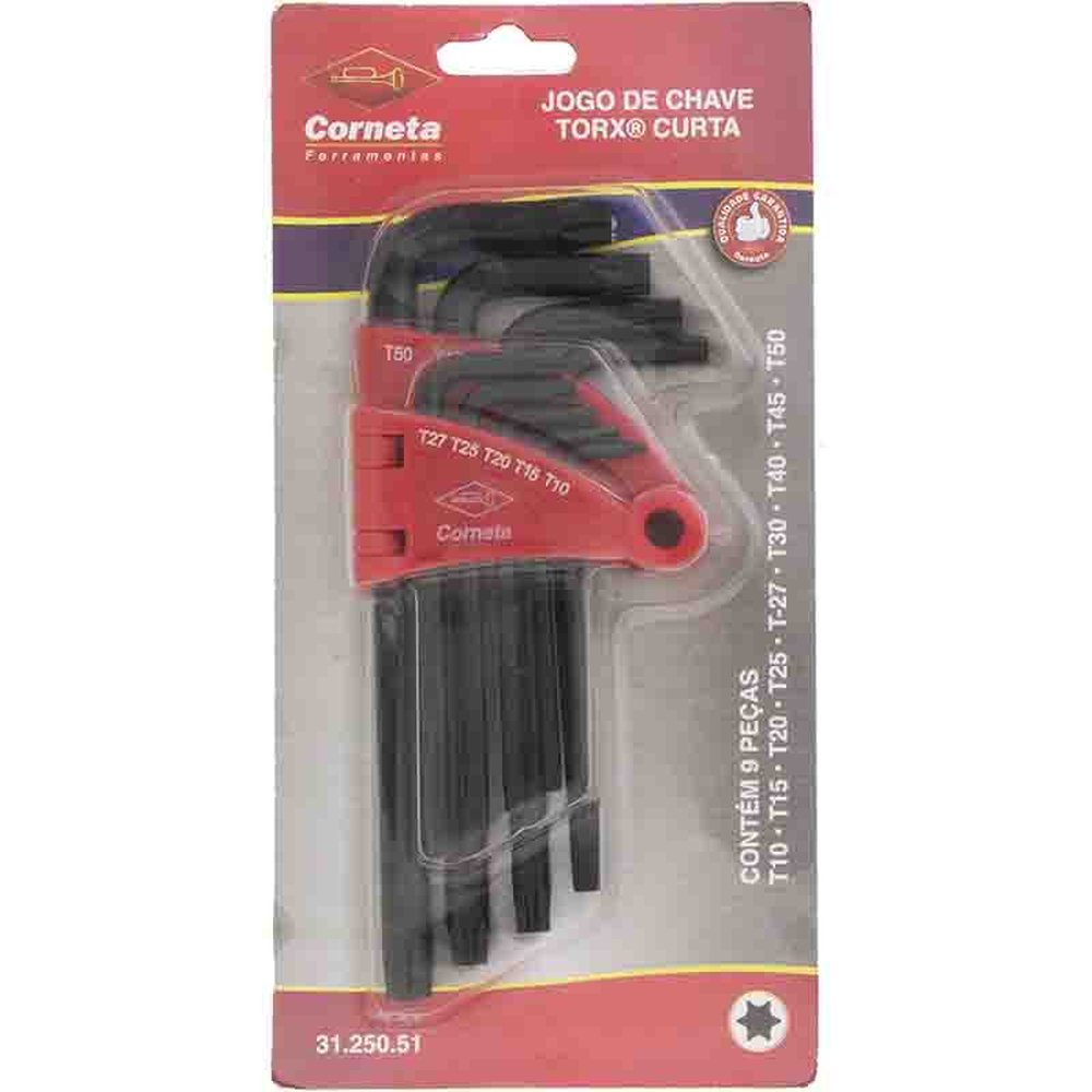 Chave Torx Curta T10-T50 Jg 9Pc
