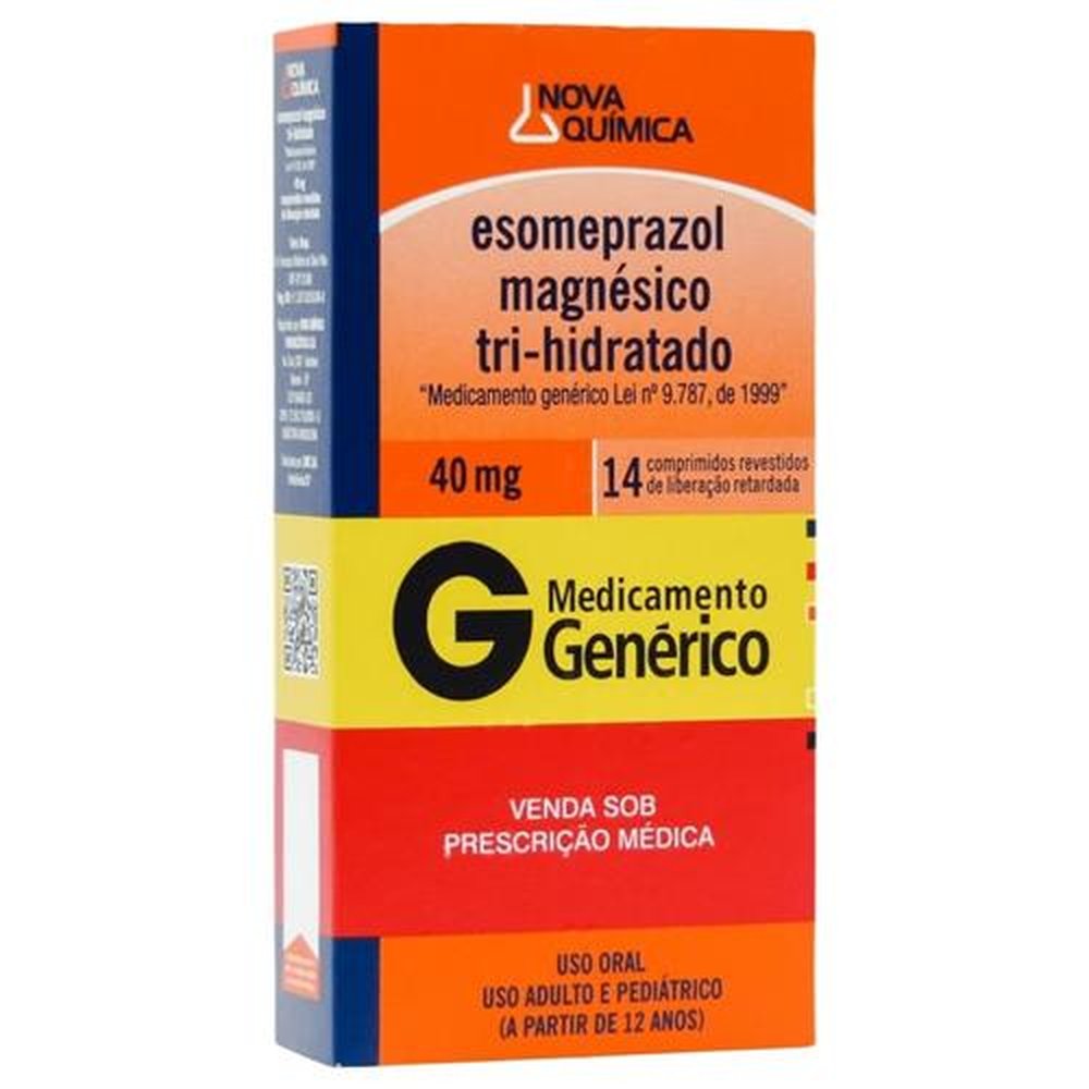 Esomeprazol Magnésico Tri-Hidratado 40mg, caixa com 14 comprimidos revestidos