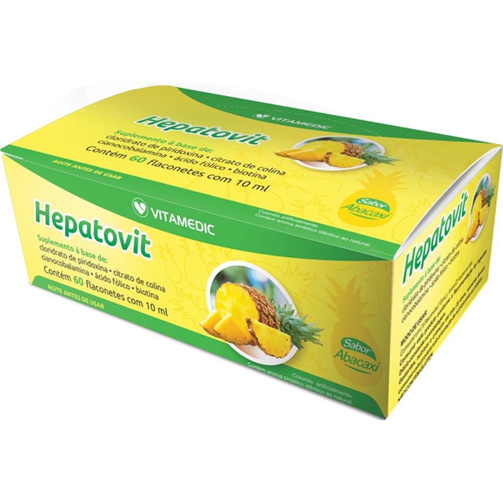 Hepatovit 10Ml Sabor Abacaxi Com 60 Flaconetes - VITAMEDIC