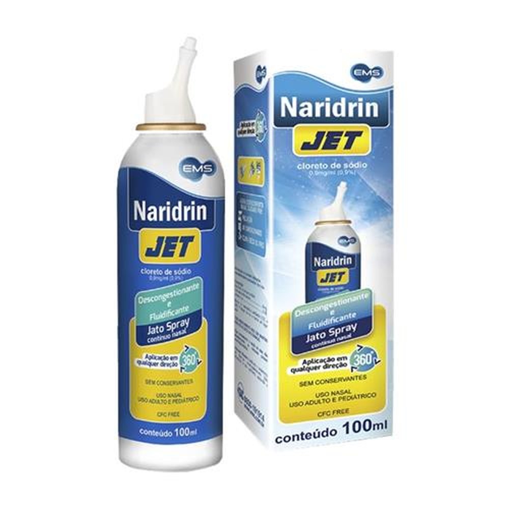 Naridrin Jet 9mg/mL, caixa com 1 frasco com 100mL de solução de uso nasal