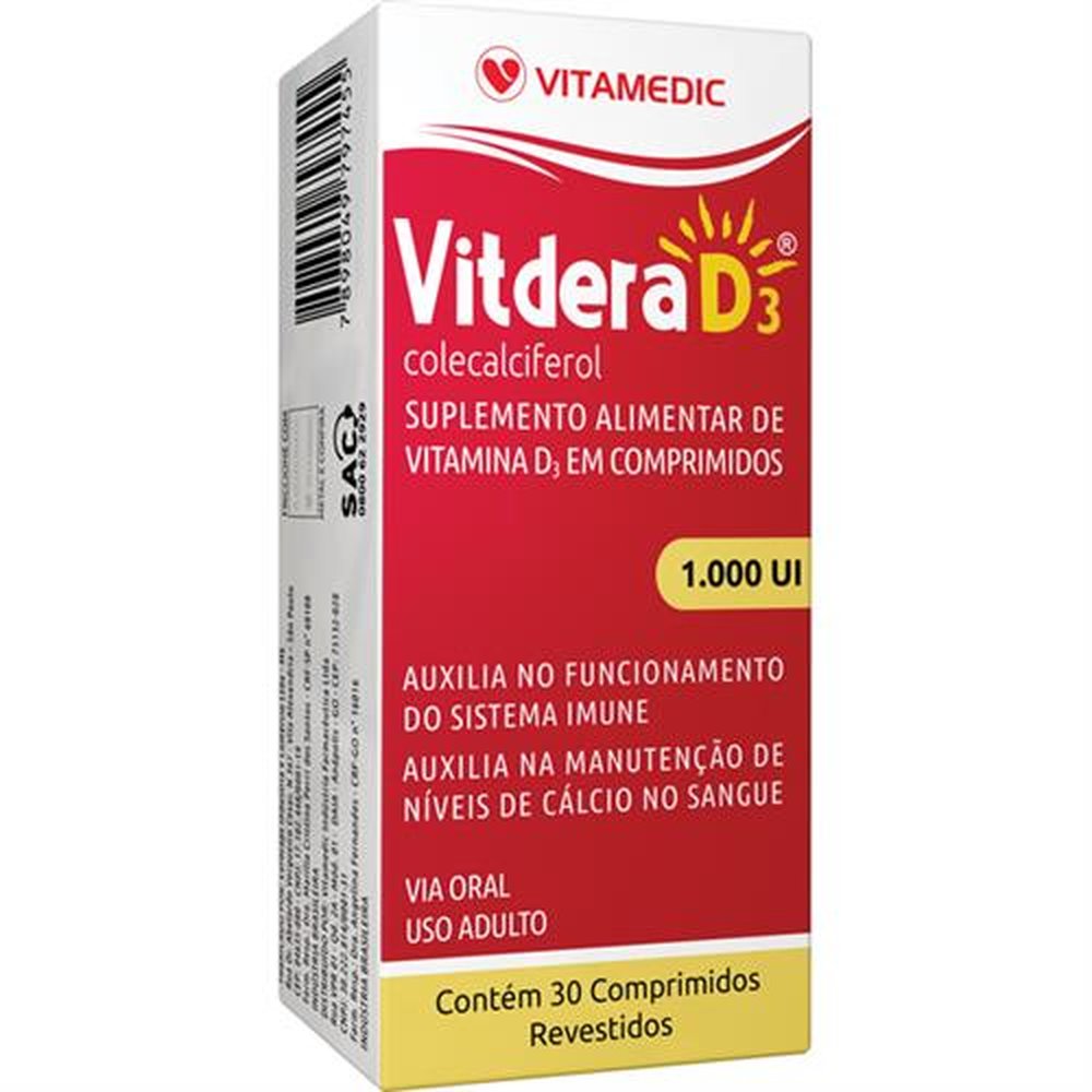 Vitdera D3 1-000 Ui Com 30 Comprimido Revestido - VITAMEDIC