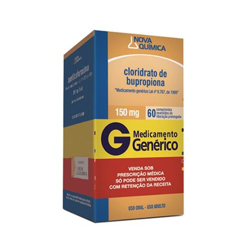 Cloridrato de Bupropiona 150mg, caixa com 60 comprimidos revestidos de liberação prolongada