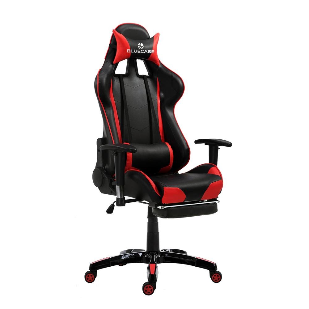 Cadeira Gamer Diamond Vermelho/Preto Bch-03rbk Bluecase - Reclinavel/Apoio De Braco Ajustavel/Descanso Para Os Pes