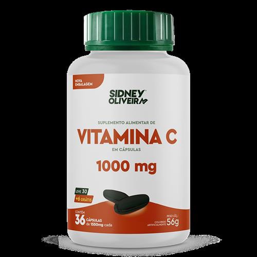 Vitamina C 1000Mg Leve 30 Cápsulas + 6 Grátis Sidney Oliveira