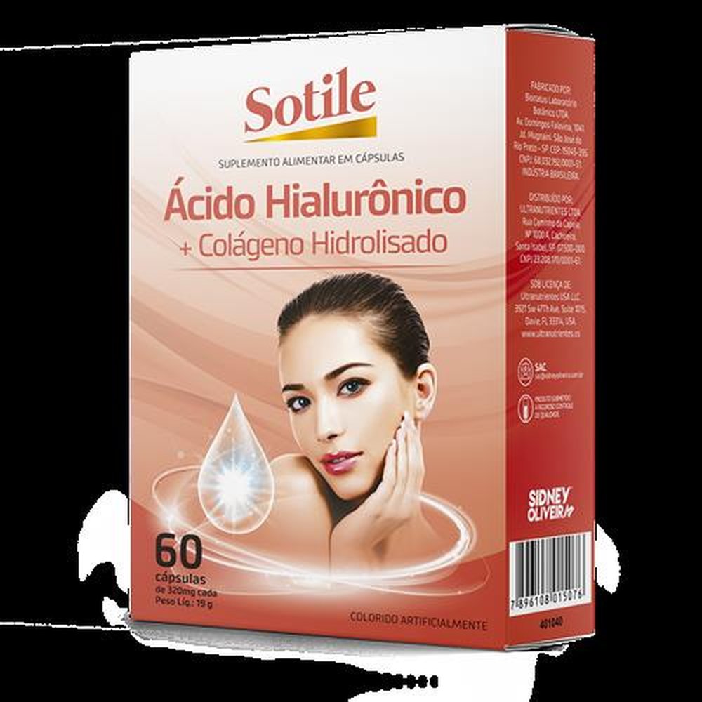 Ácido Hialurônico + Colágeno Hidrolisado 60 Cápsulas Sotile Siney Oliveira