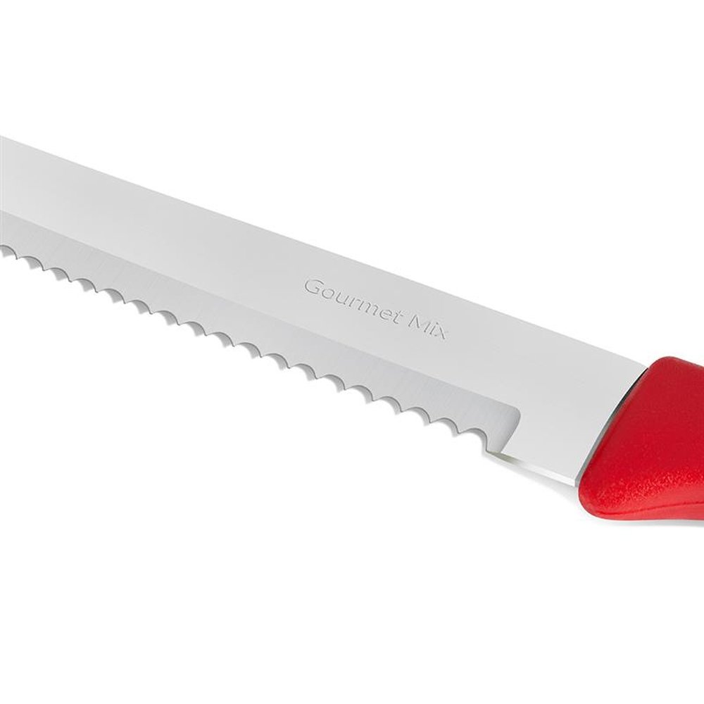 Faca Mesa Serrilhada Cabo Plástico Vermelho - Gourmet Mix
