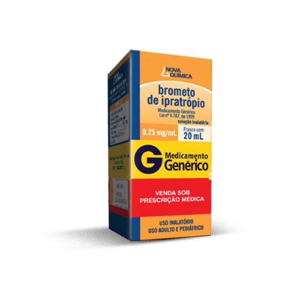 Brometo de Ipratrópio 5mg, caixa com 1 frasco gotejador com 20mL de solução para inalação