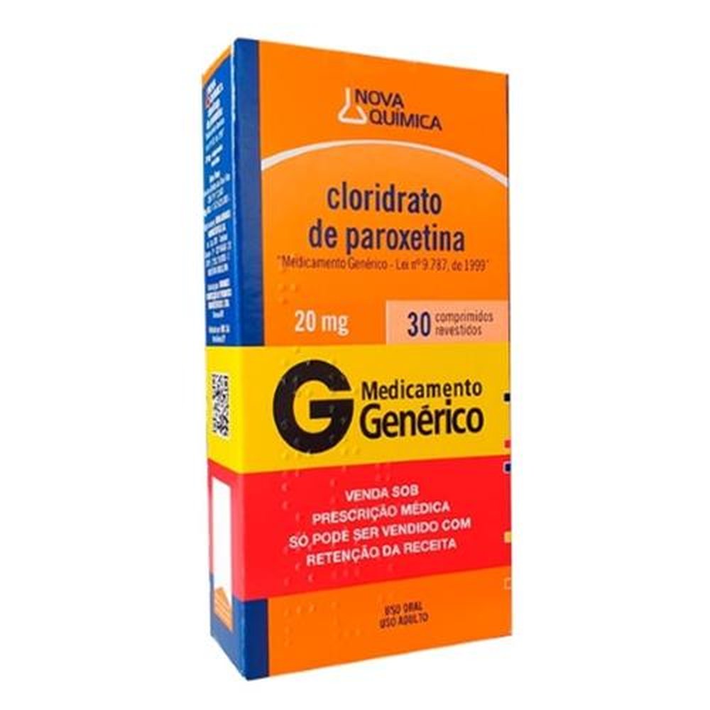 Cloridrato de Paroxetina 20mg, caixa com 30 comprimidos revestidos