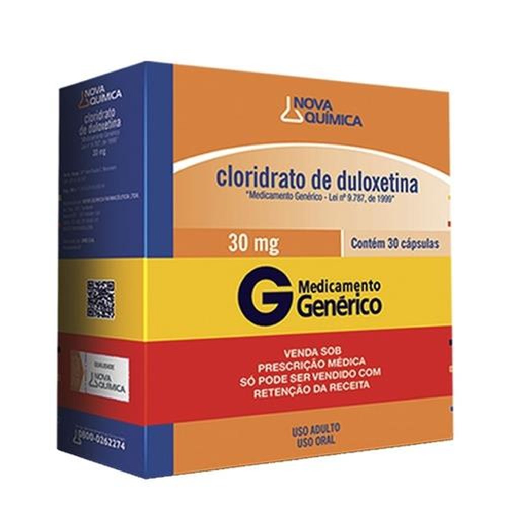 Cloridrato de Duloxetina 30mg, caixa com 30 cápsulas gelatinosas de liberação retardada