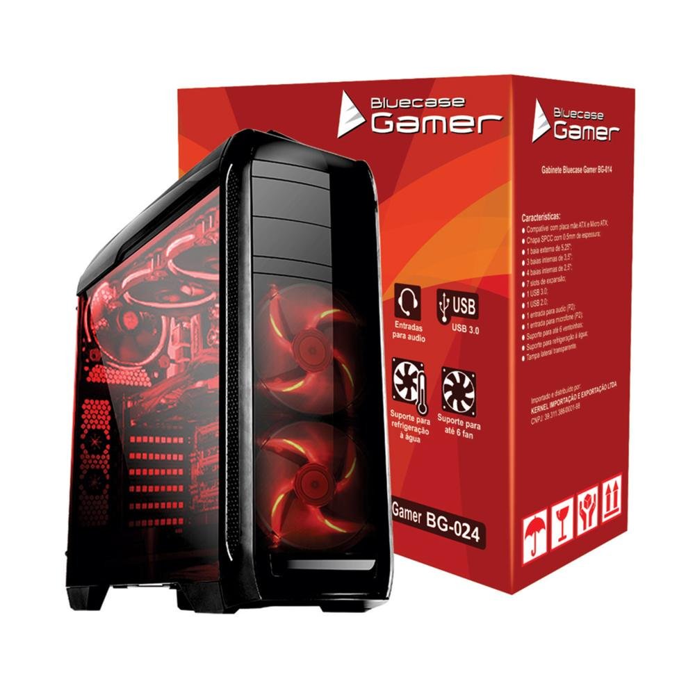 Gabinete Gamer Bg-024 Bluecase - 01 Baia Externa S/ Fonte / Usb 3.0 Frontal