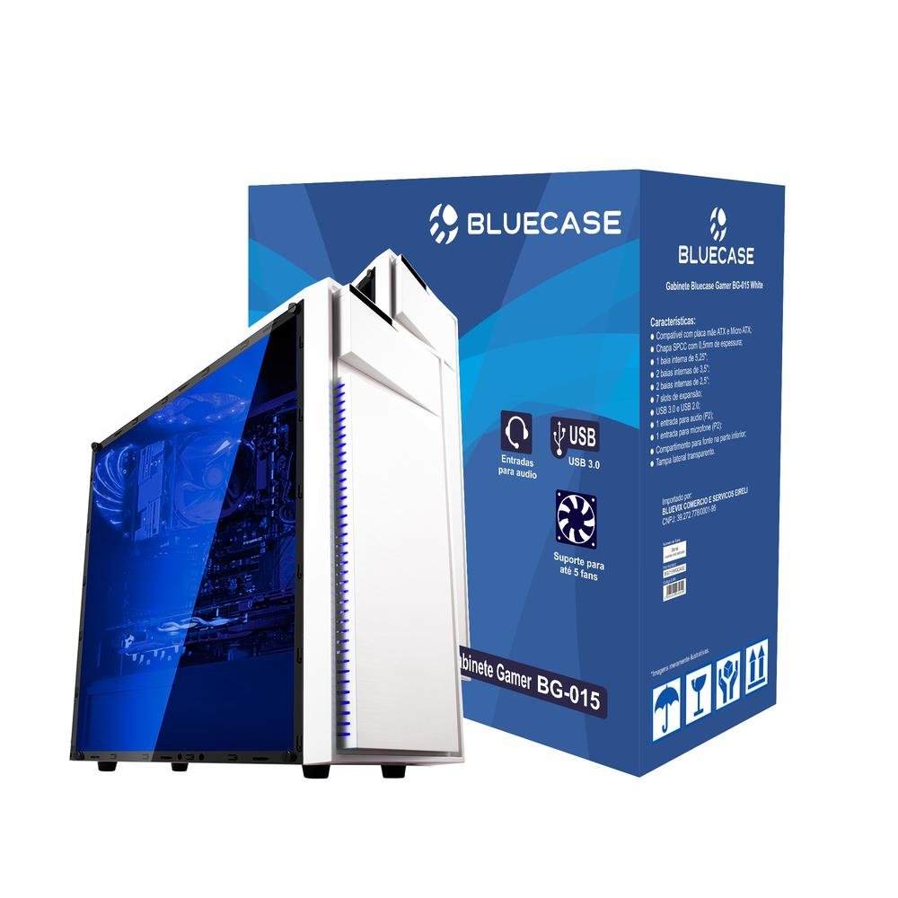 Gabinete Gamer Bg-015 Branco Bluecase - S/ Fonte / Usb 3.0 Frontal
