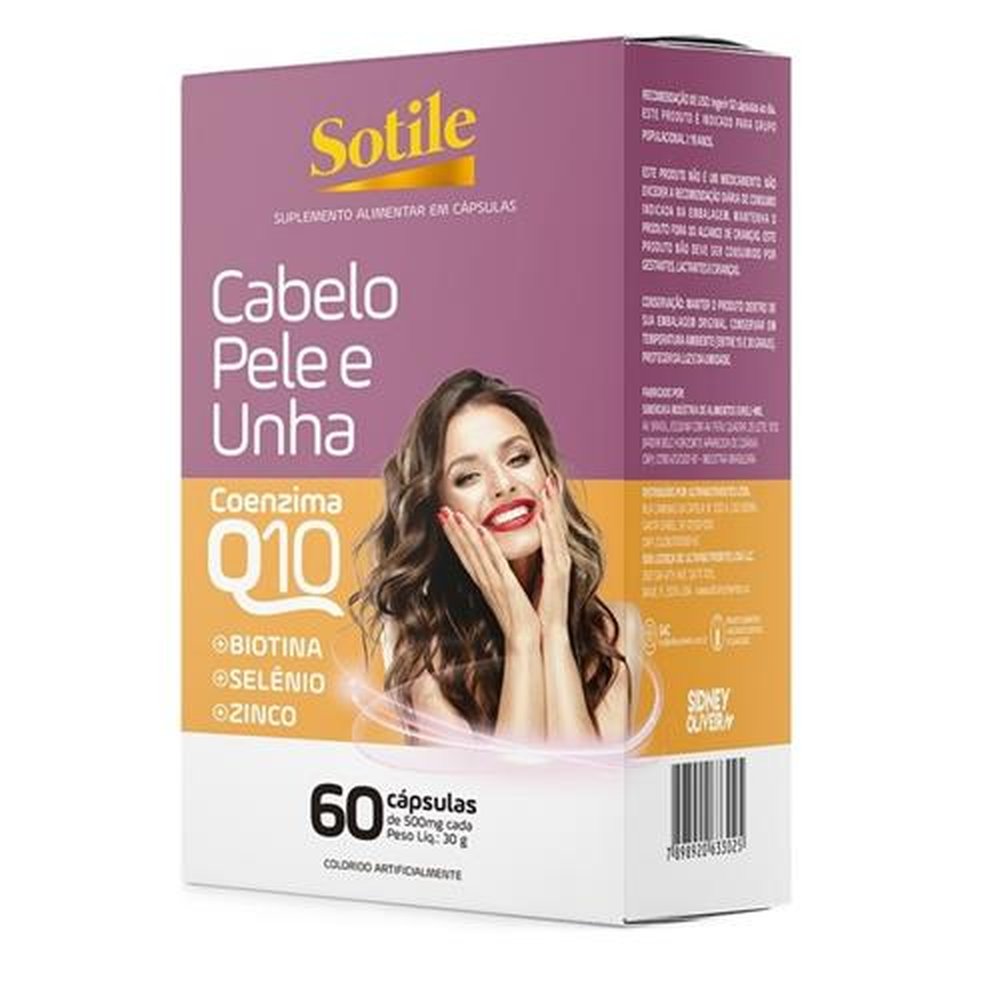 Cabelo Pele e Unha Com Coenzima Q10 60 Capsulas Sotile Sidney Oliveira