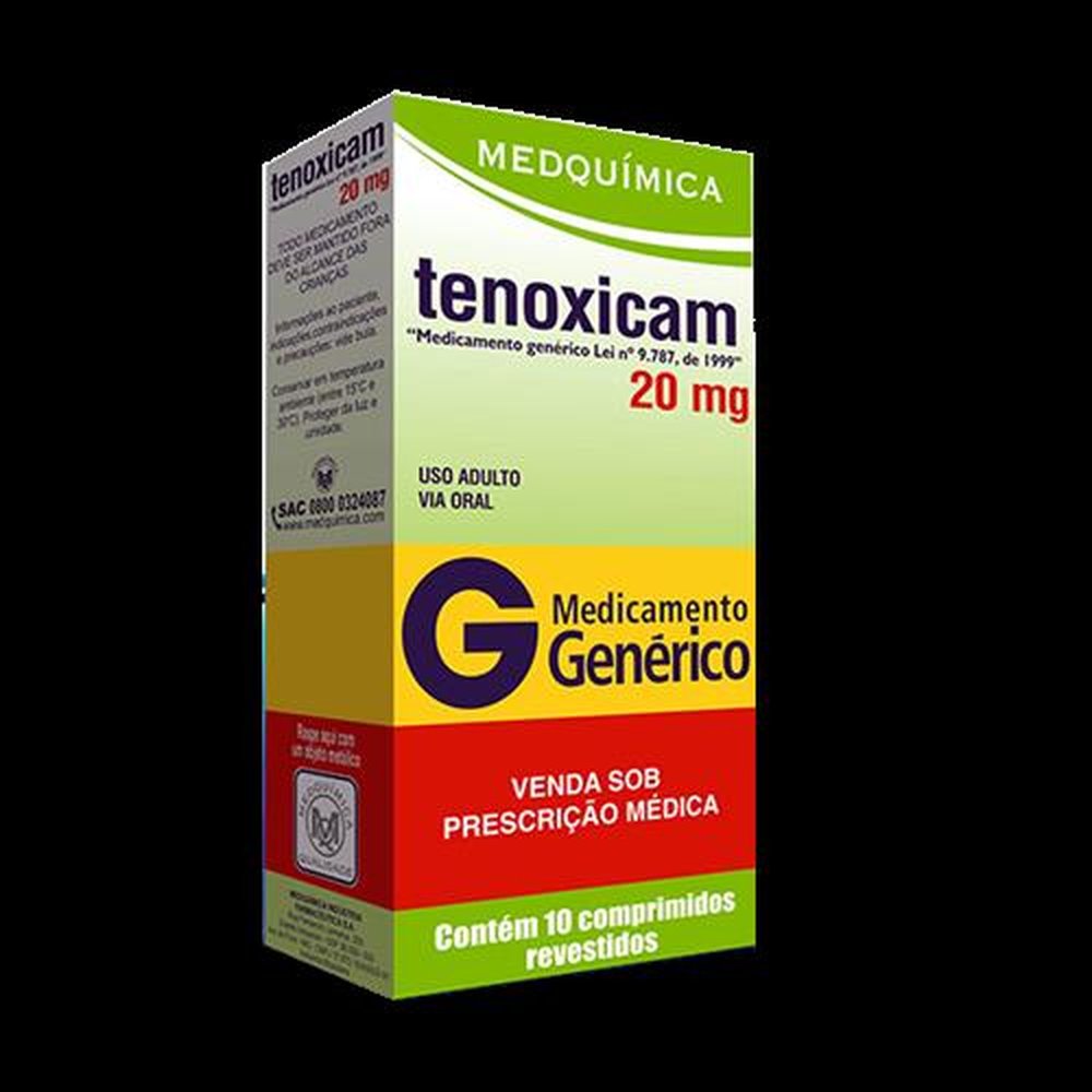 Tenoxicam 20mg, caixa com 10 comprimidos revestidos