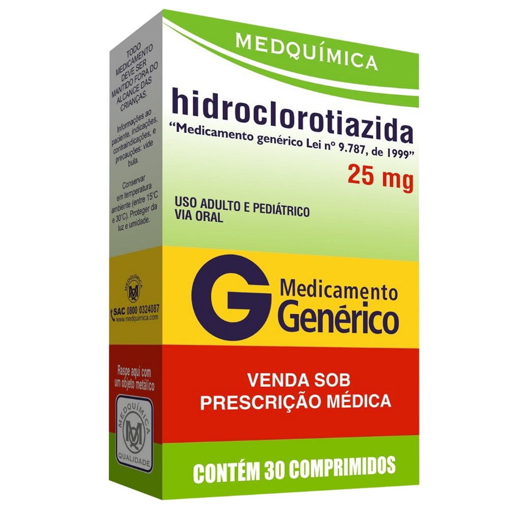 Hidroclorotiazida 25mg, caixa com 30 comprimidos | Martins Atacado