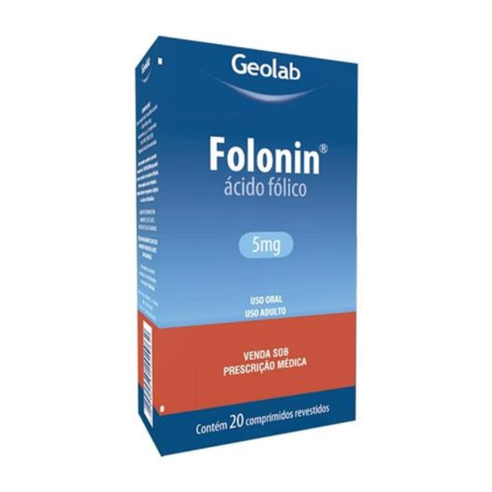 Folonin 5mg com 20 Comprimidos Revestidos - Geolab