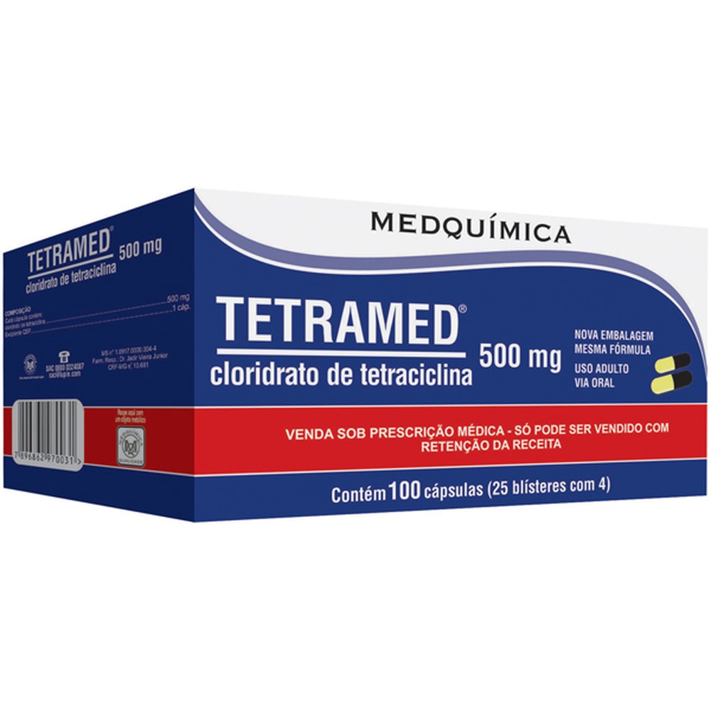Tetramed 500mg, caixa com 100 cápsulas