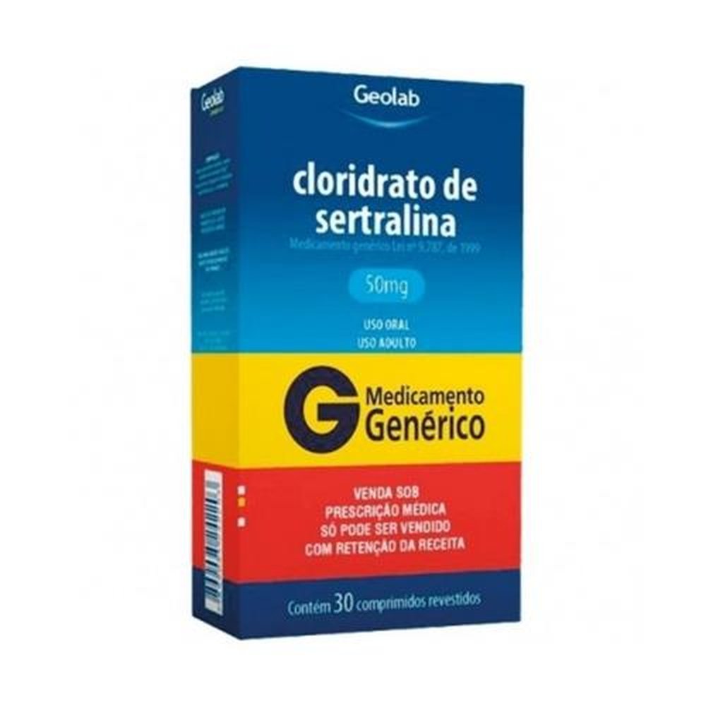 Cloridrato de Sertralina Geolab 100mg 30 Comprimidos Revestidos ...