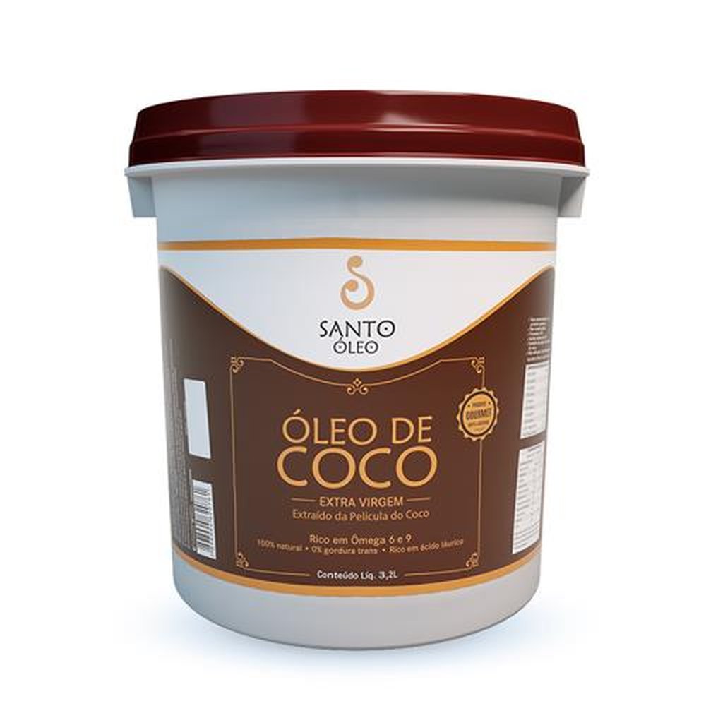 Óleo de coco Santo Óleo Extra Virgem de Película Balde 3,2 Litros
