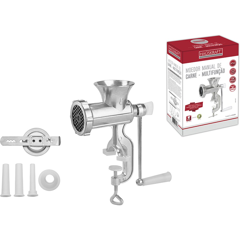 Moedor Manual Carne 10 Polegadas Com Acessorios - Hauskraft