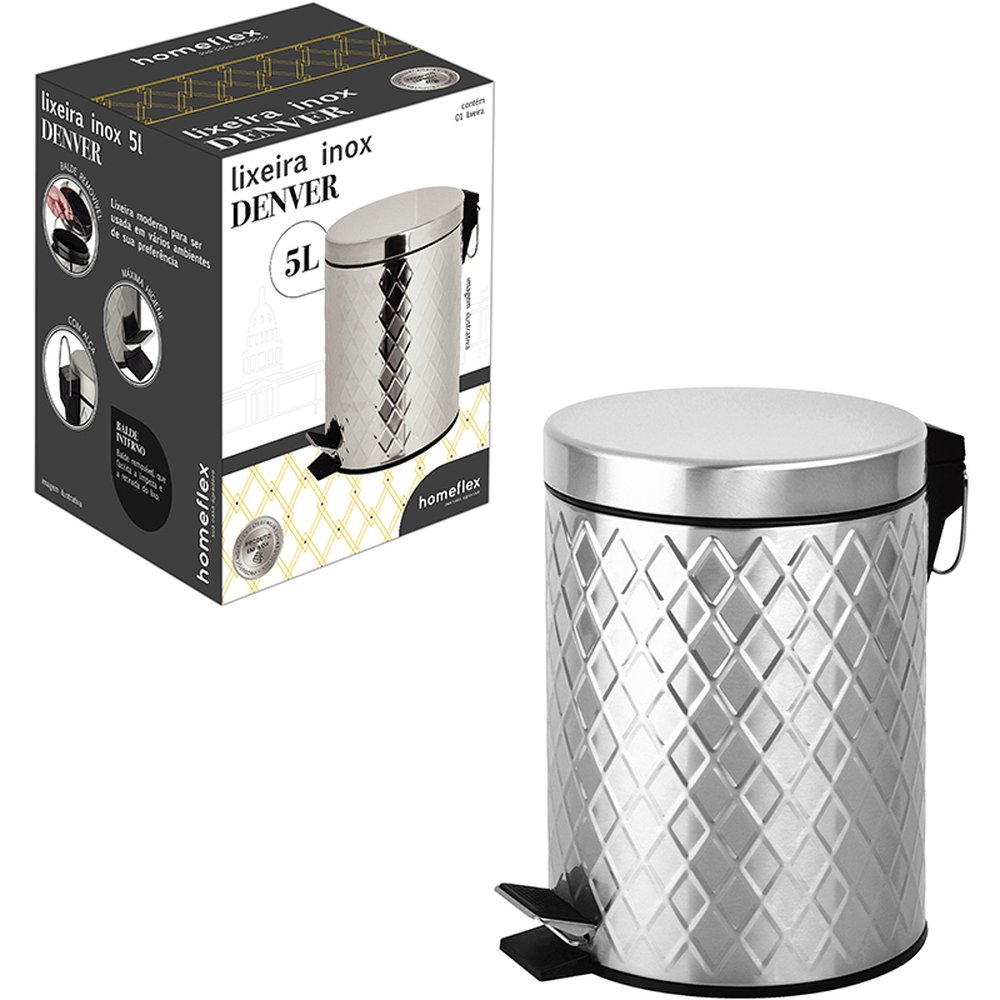 Lixeira Denver 5 Litros Inox - Home Flex