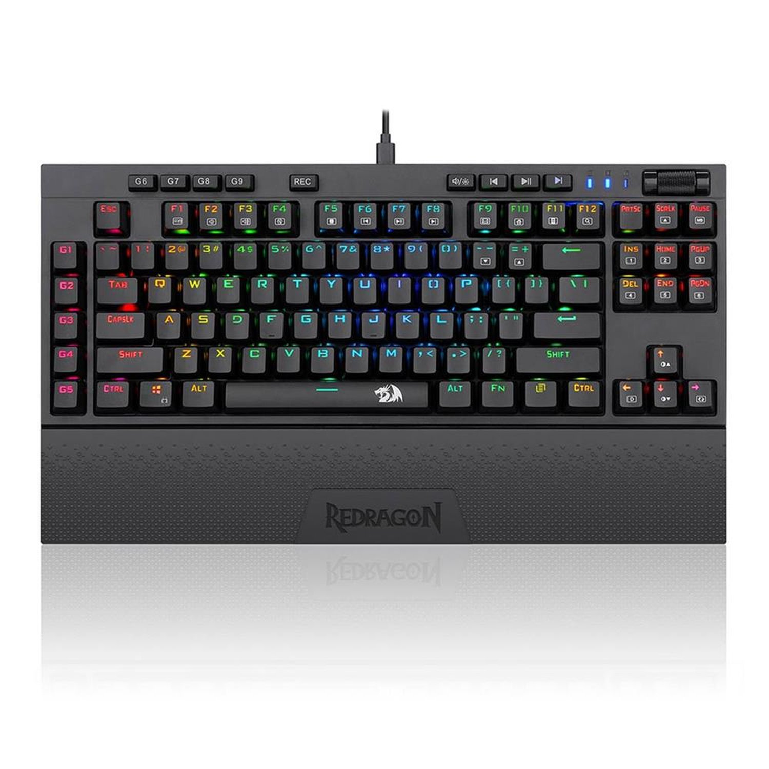 Teclado Mecânico Óptico Redragon, Broadsword PRO, RGB, Switch Óptico, ABNT, TKL, C/Apoio de Pulso,