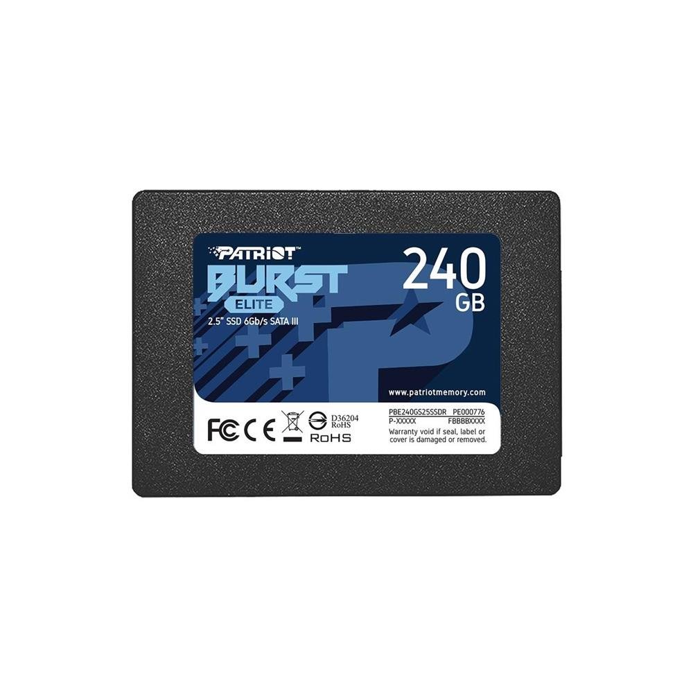 SSD SATA Patriot Burst Elite, 240GB, 2.5", Leitura: 450MB/s e Gravação: 320MB/s, Preto - PBE240GS25SSDR