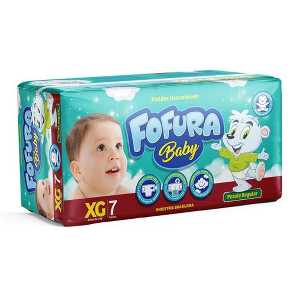 Fralda Descartavel Fofura Baby Regular XG 7 tiras - Embalagem com 24x7
