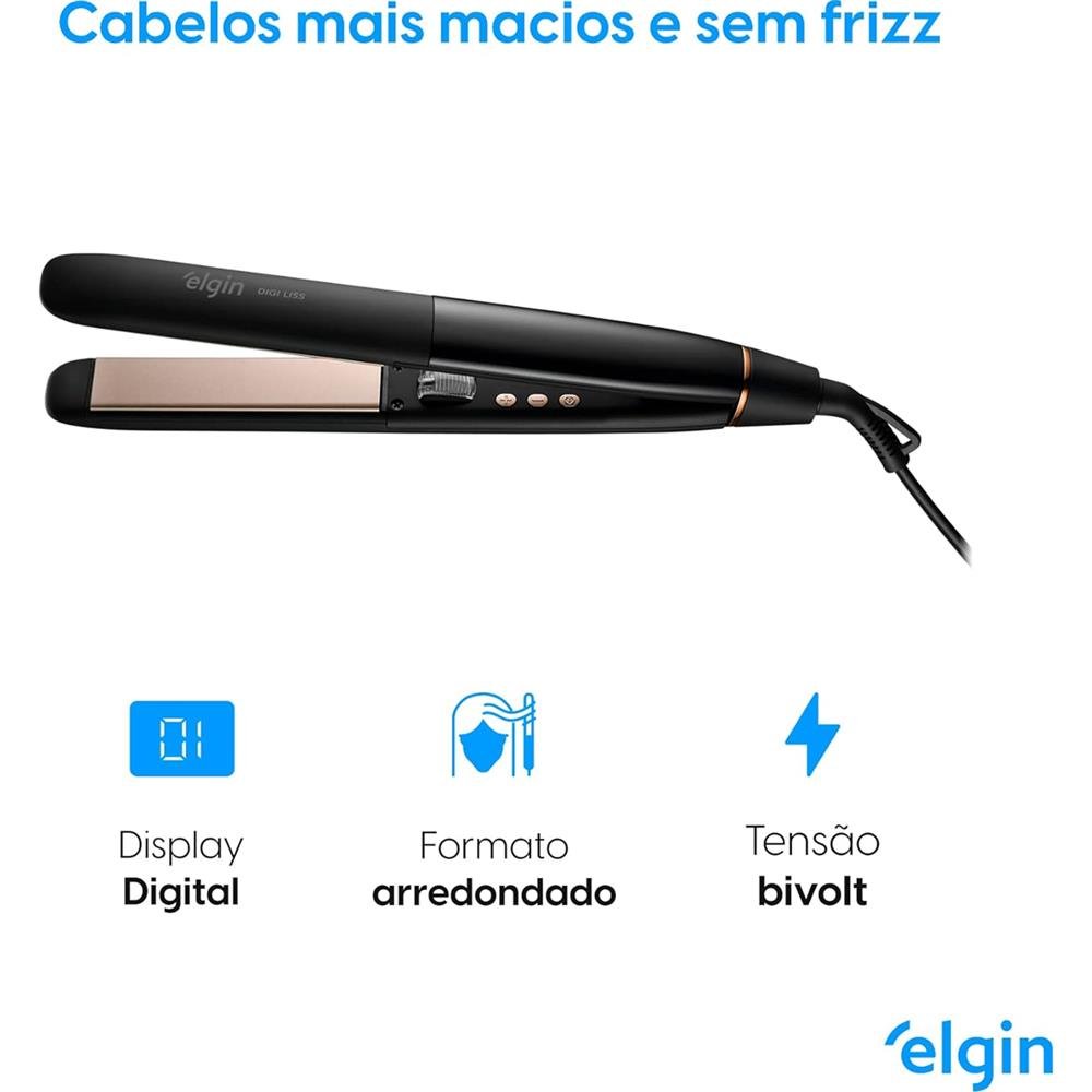 Prancha Alisadora Digi Liss Elgin com Placas de Cerâmica Bivolt Chapinha