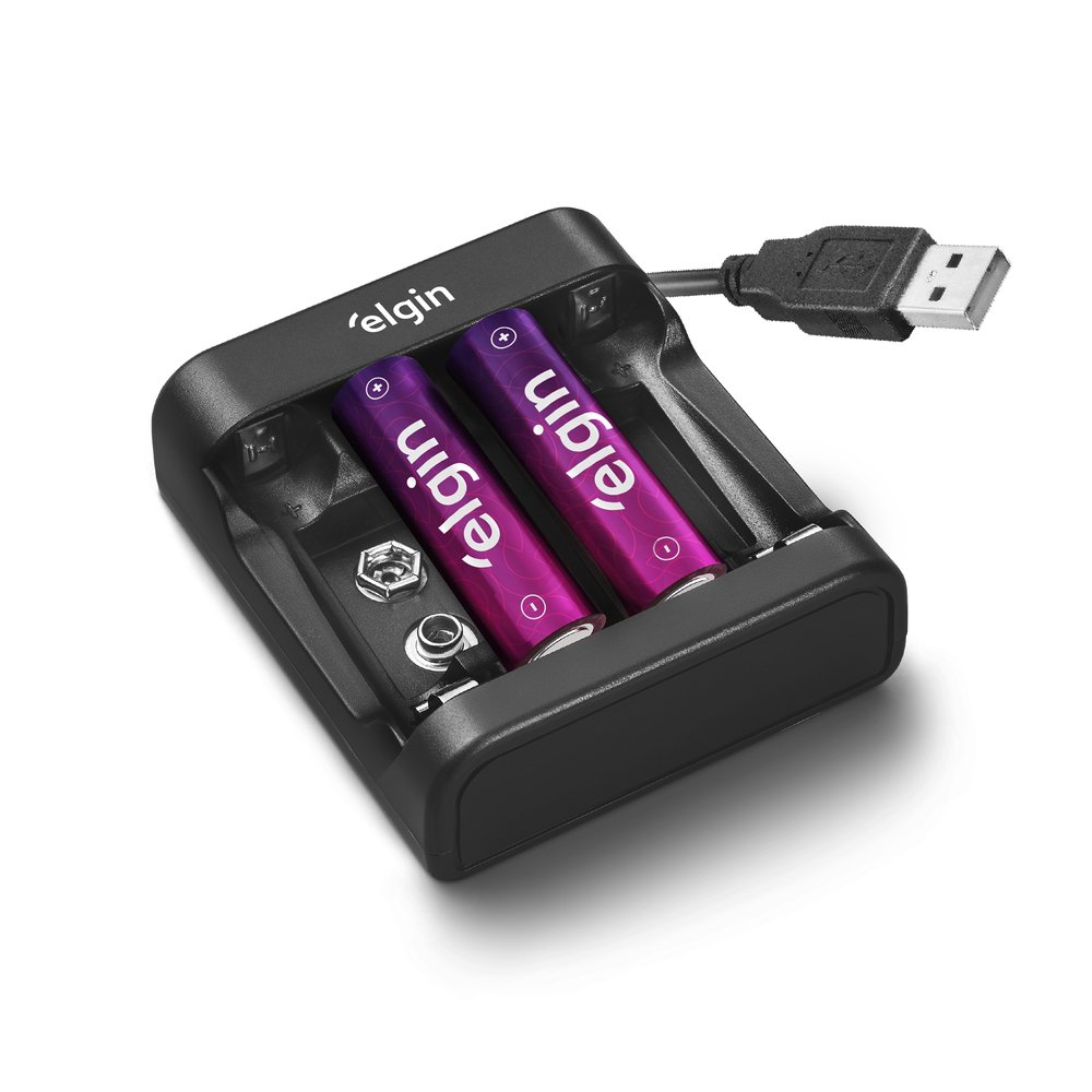 Carregador Pilha E Bateria 9V USB Elgin