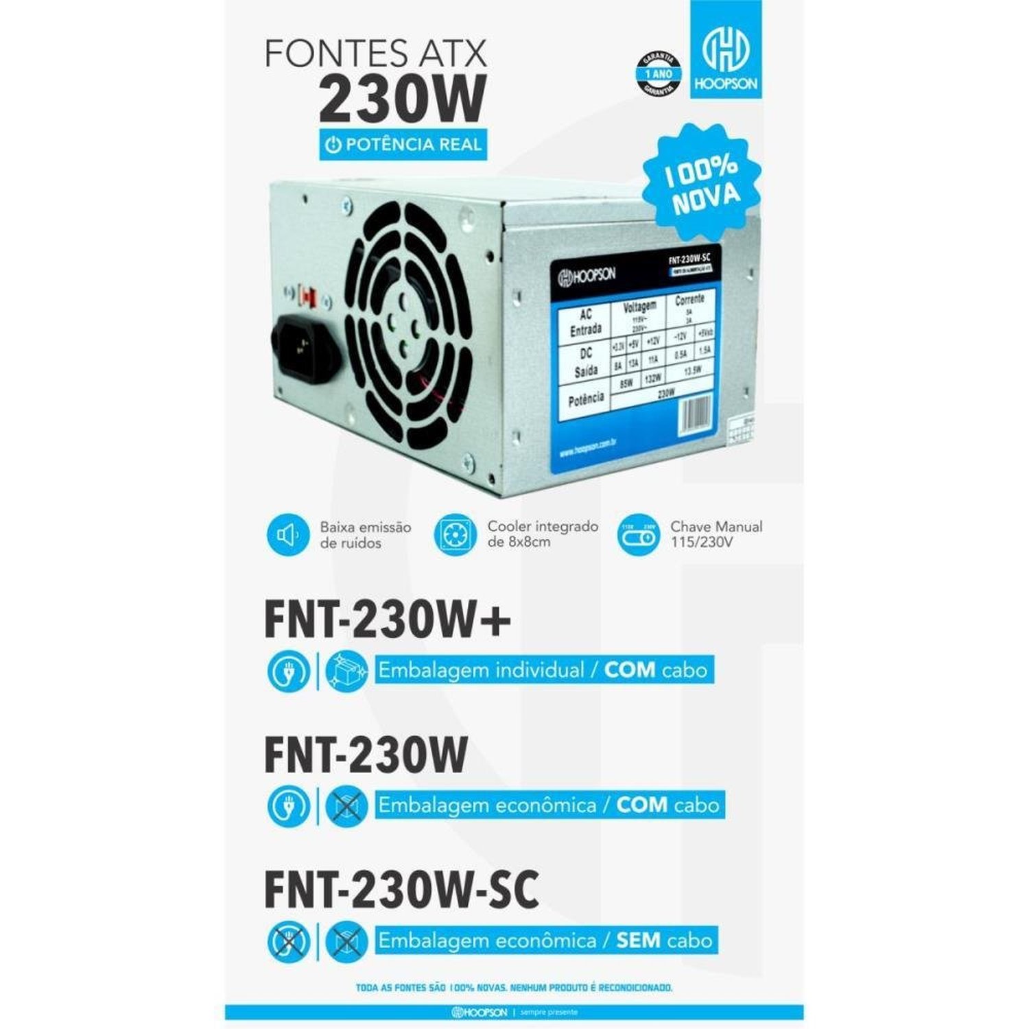 Fonte De Alimentação 230W Hoopson