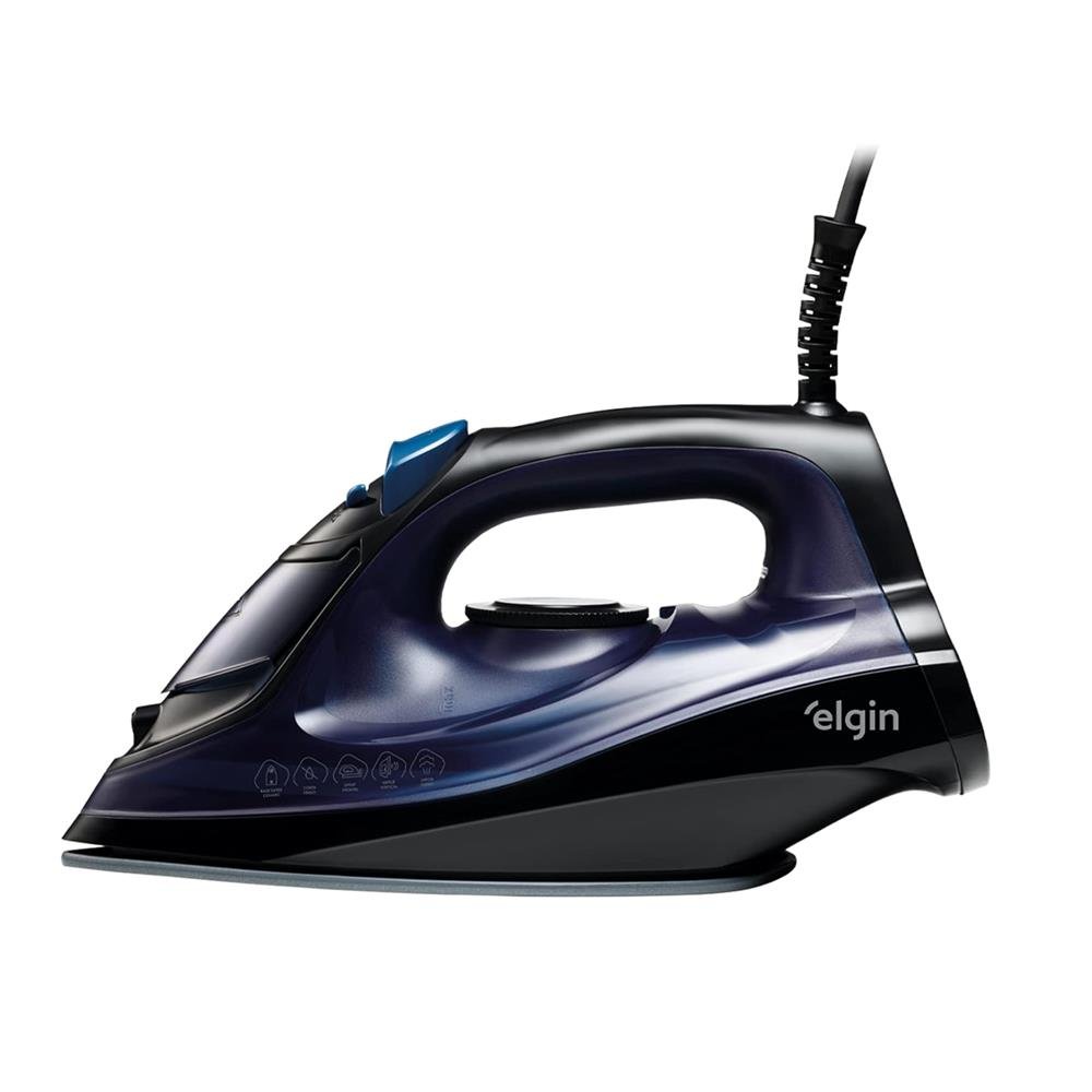 Ferro de Passar a Vapor Iron Glide Elgin Sistema corta-pingo Vapor Turbo Preto e Azul 1200W 110V