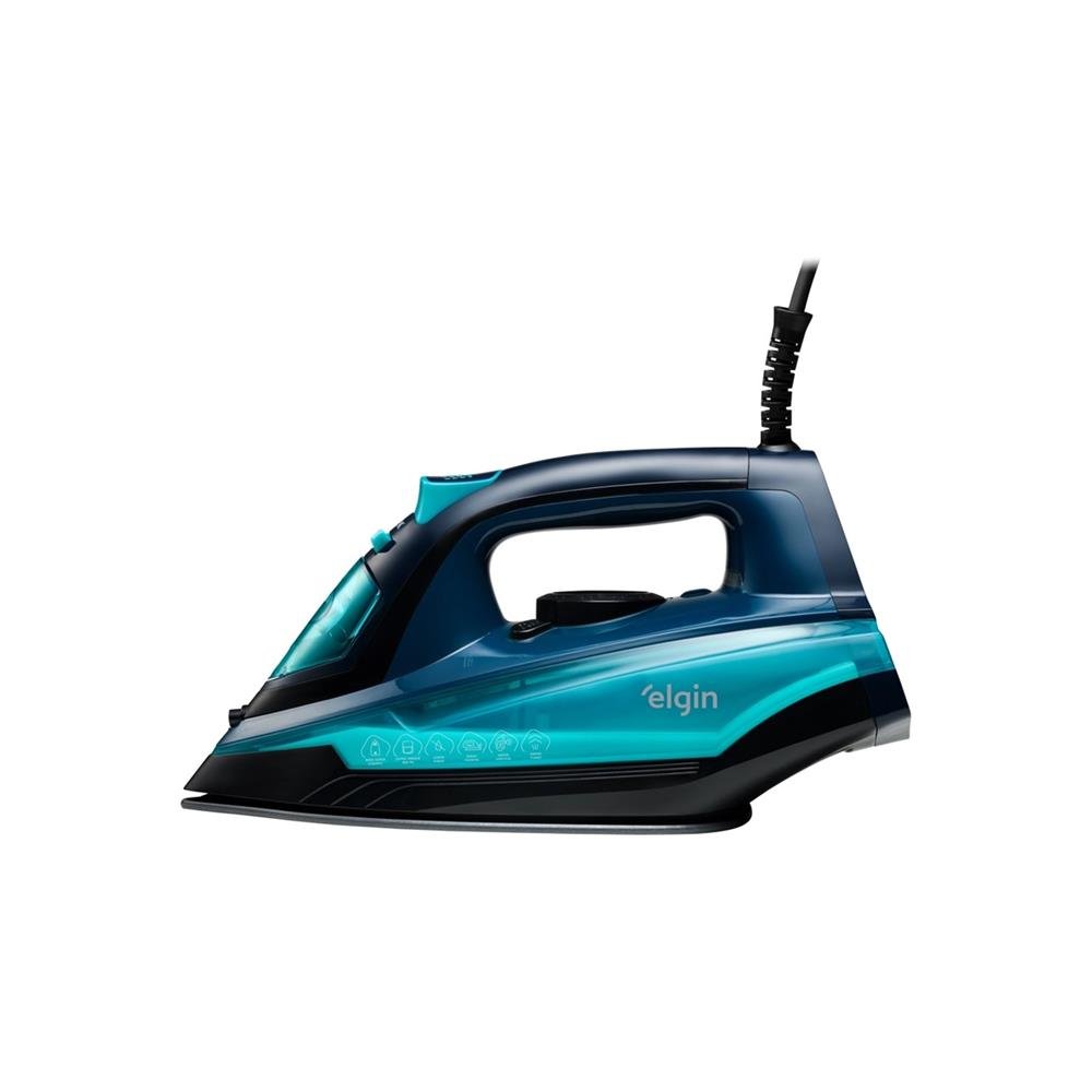 Ferro de Passar a Vapor Iron Steam Pro 1400W Elgin 127V Preto e Azul Elgin