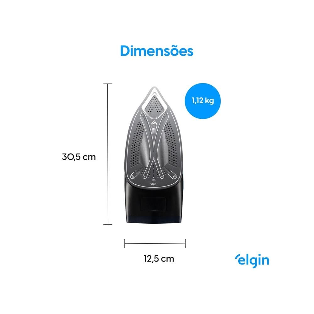 Ferro de Passar a Vapor Iron Steam Pro 1400W Elgin 127V Preto e Azul Elgin