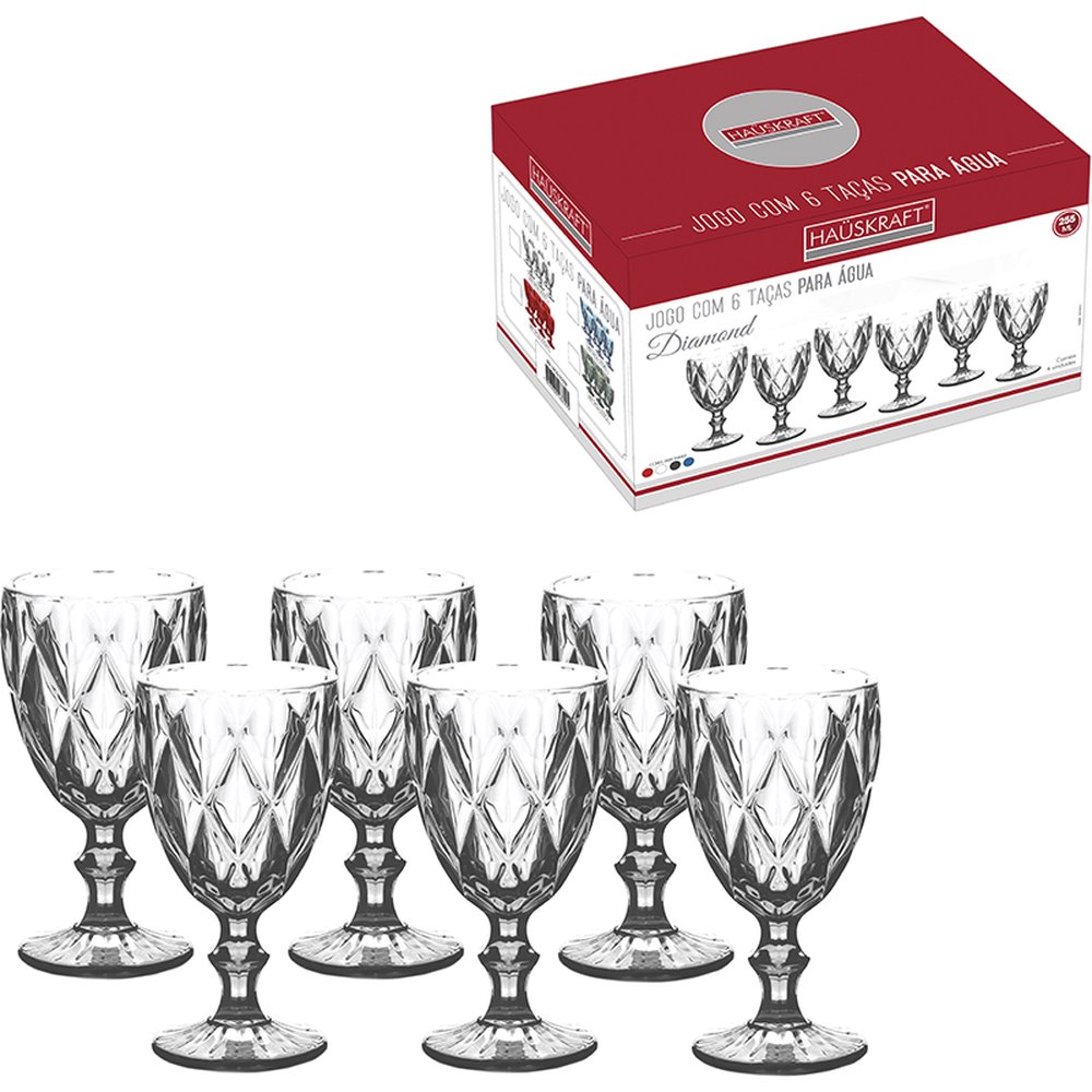 Jogo 6 Tacas Agua 320Ml Transparente - Hauskraft